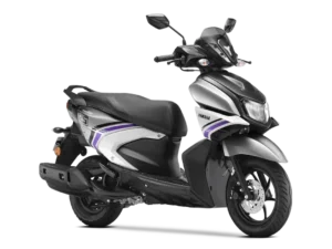 scooty yamaha ray zr silver white cocktail drum model no background with alloy wheel