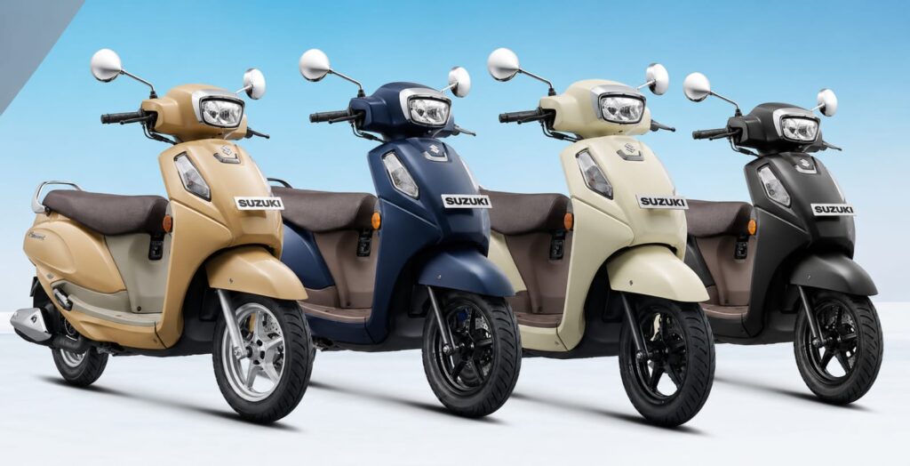 suzuki access 125 bs6 colours rich 4 scooters with different color