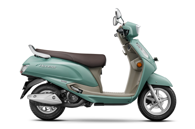 suzuki access 125 scooty in solid ice green colour with white background