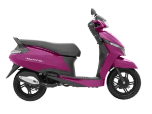 TVS jupiter 110 on road price Twilight Purple Gloss colour alloy wheels