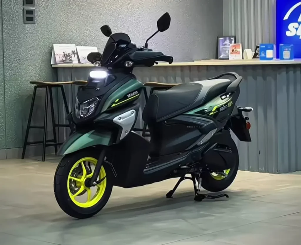 yamaha ray zr on road price scooty is standing in office for show