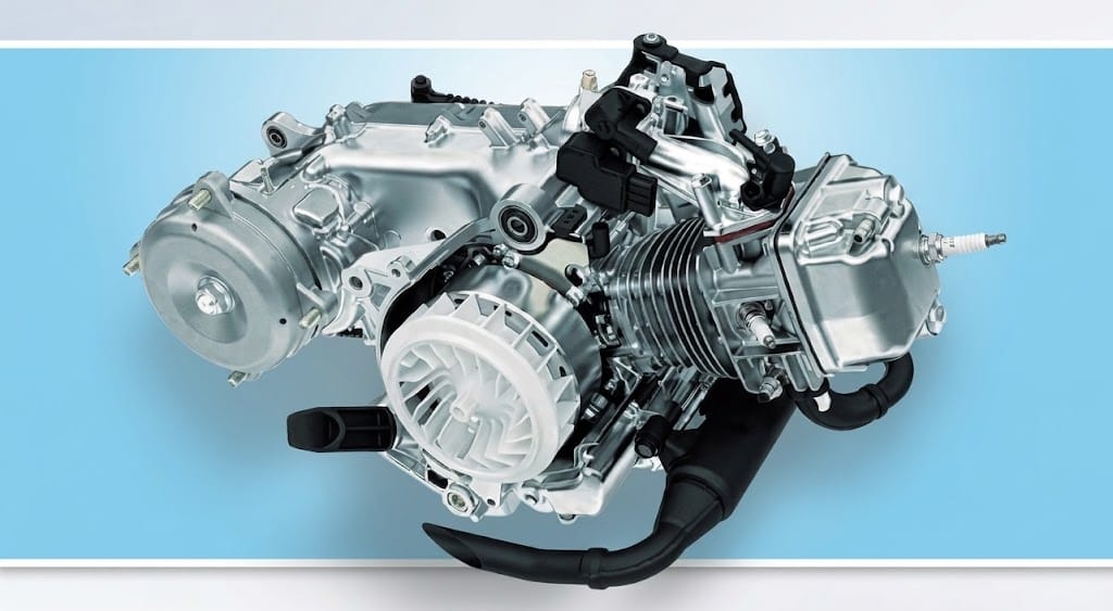 Activa 110 cc engine blue background