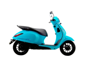 bajaj chetak electric scooter 3001 azure blue colour with alloy wheels no background