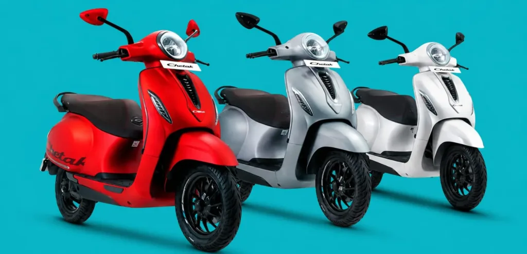 chetak electric scooter cons 3 colour red grey white