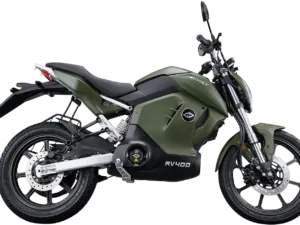 revolt rv400 e bike Dark Lunar Green colour with disc brake alloy wheel
