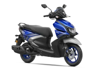 scooty yamaha ray zr 125 cc in deep purplish blue colour with no background disc alloy wheels