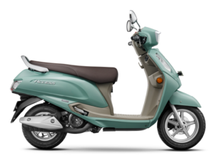 suzuki access 125 scooty in solid ice green colour with white background