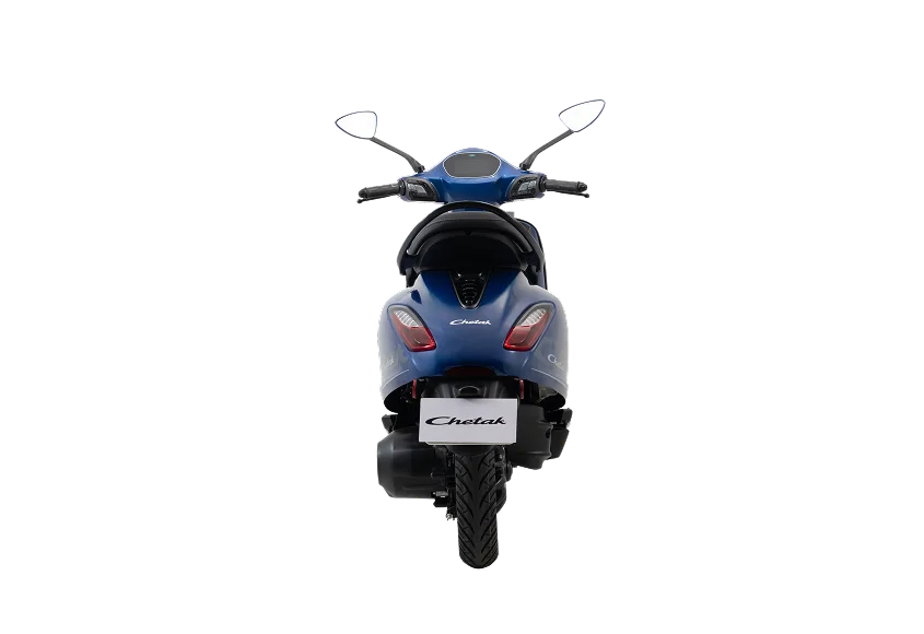 bajaj chetak electric scooter indigo metallic colour with back look tail light indicator no background